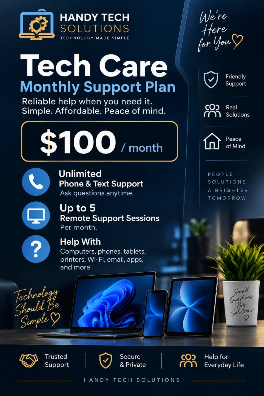 Tech Care promotional artwork; plan details are stated above.